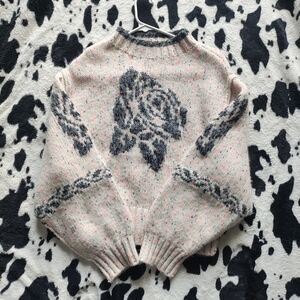 Urban Outfitters Speckled Floral Sweater - Cream and Black